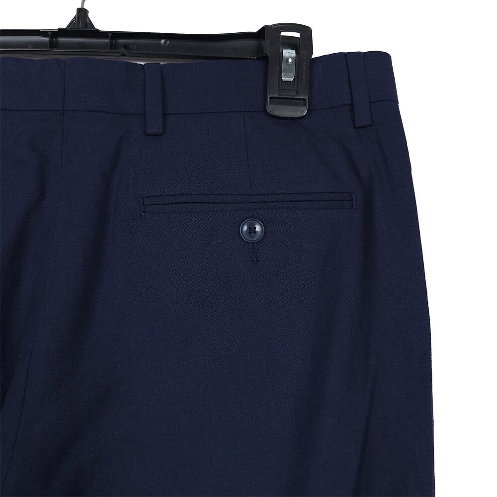 Tommy Hilfiger Mens Modern Fit Dress Pants 44x30 Navy Solid Linen Cotton Blend - Picture 8 of 11